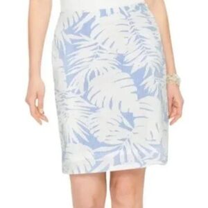 Talbots Elegant Cream and Blue Mini Skirt size 6